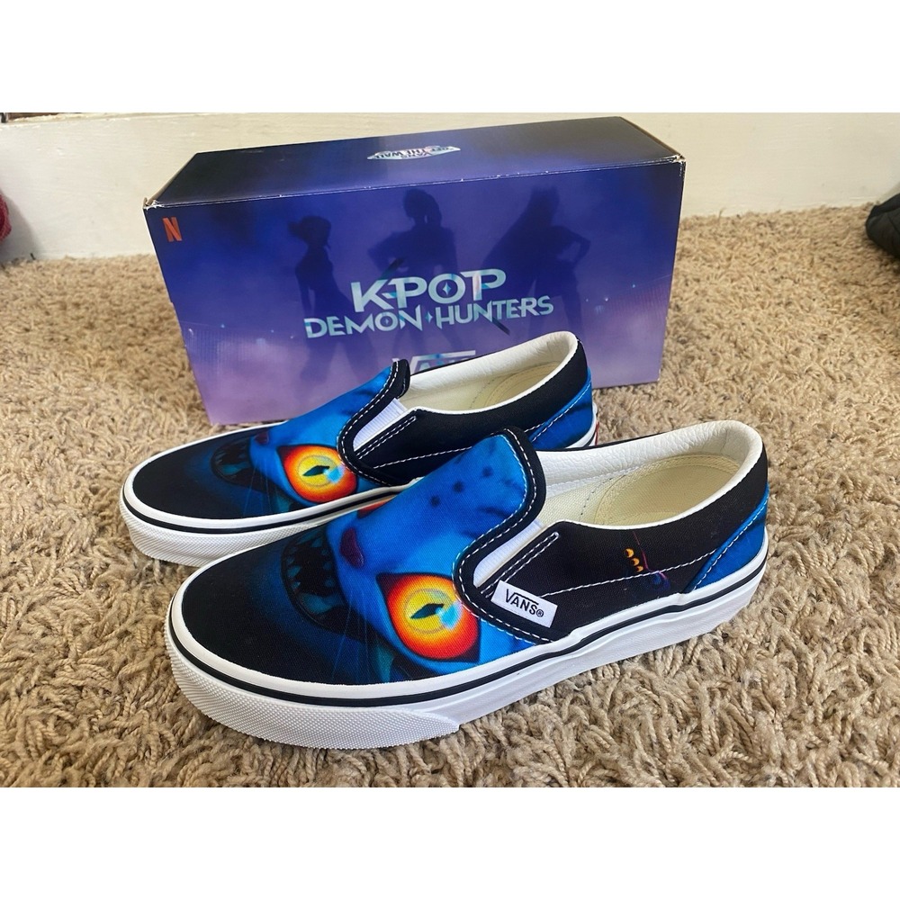 NEW KPop Demon Hunters x Vans Derpy Little Kids Classic Slip-On Shoes Size 3 Y